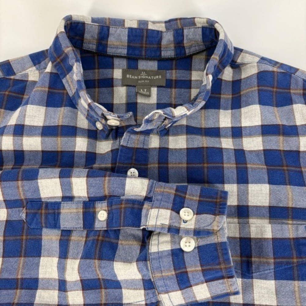 Bean Signature Slim Fit Large Tall Plaid Button Down Long‎ Sleeve